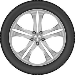 Obraz premium isolated car wheel with aluminum rim and tire