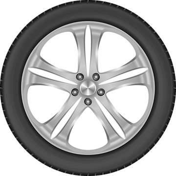 recommend clip art: isolated car wheel with aluminum rim and tire