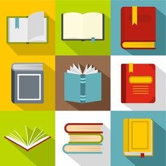 Library icons set, flat style
