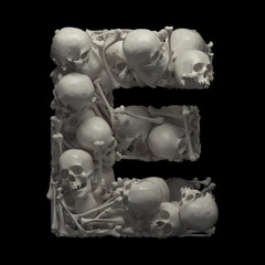 Font of skulls and bones. 