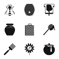 Honey icons set, simple style