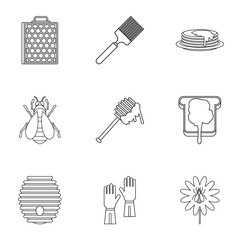 Apiary icons set, outline style