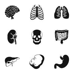 Structure of human icons set, simple style