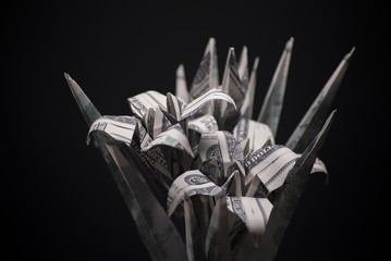 flowers origami banknotes