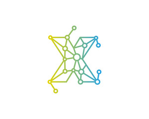 Letter X Connected Circle Network Icon Logo Design Element