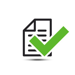Document correct and checked vector icon isolated on white background