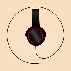 Headphones with wire isolated on background