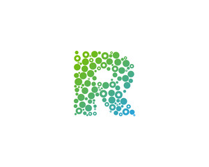 Letter R Dot Circle Icon Logo Design Element