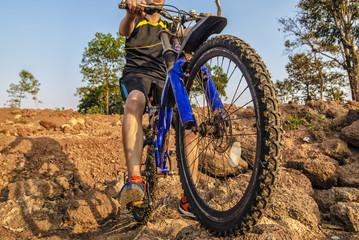 Fototapeta na wymiar Man cycling outdoor adventure exercise. Selective focusing