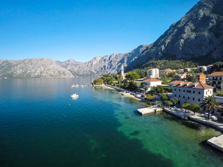 Kotor Bay shoreline in Montenegro