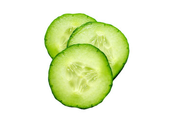 Fresh slice cucumber isolated on white background