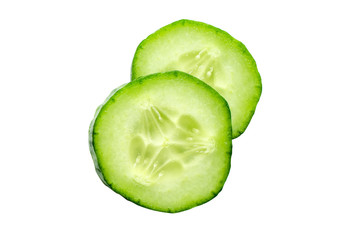 Fresh slice cucumber isolated on white background