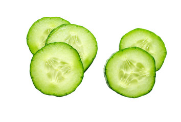 Fresh slice cucumber isolated on white background