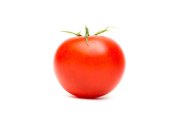 one fresh red tomato isolated on white