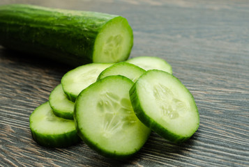 Portion of fresh and healthy Cucumbers, close-up.