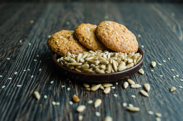 biscuits cereal with sesame seeds and in grain