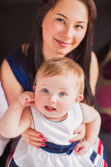 mother and child looking up