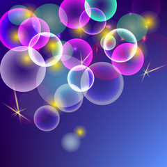Magic light series. Glare template with stars and bubbles.