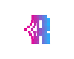Letter R Pixel Spread Icon Logo Design Element