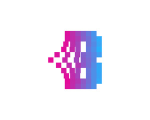 Letter B Pixel Spread Icon Logo Design Element