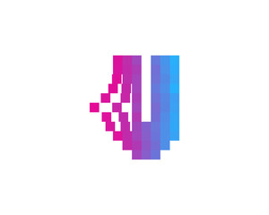 Letter V Pixel Spread Icon Logo Design Element