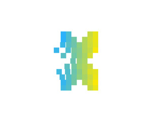Letter X Pixel Spread Icon Logo Design Element