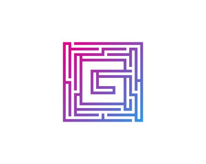Letter G Maze Labyrint Icon Logo Design Element