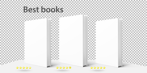 Set for the presentation of books. Vector illustration on transparent background. Ready for your use in promotion, advertising.