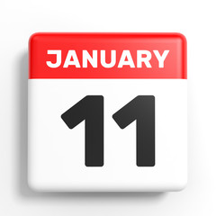 January 11. Calendar on white background.