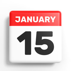 January 15. Calendar on white background.