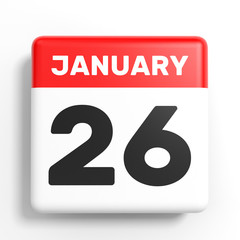 January 26. Calendar on white background.