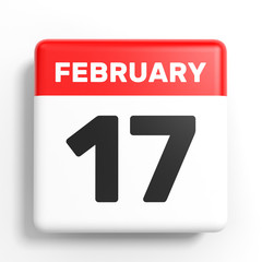 February 17. Calendar on white background.