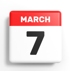 March 7. Calendar on white background.