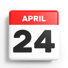 Fototapeta premium April 24. Calendar on white background.