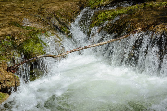 Waterfall in the Puron River Gorge, Alava, Spain 