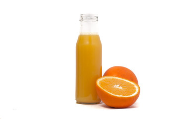 Isolated drink. Glass of orange juice and slices of orange fruit isolated on white background