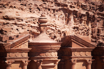 Giordania, sito archeologico di Petra, 02/10/2013: il frontone del Monastero, conosciuto come Ad...