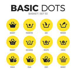 Basket flat icons vector set