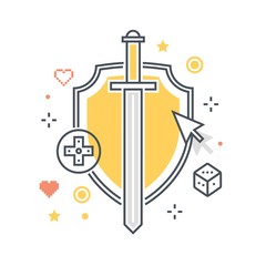 Color line, shield concept illustration, icon