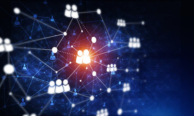 Modern wireless technologies as means of communucation and networking on dark background