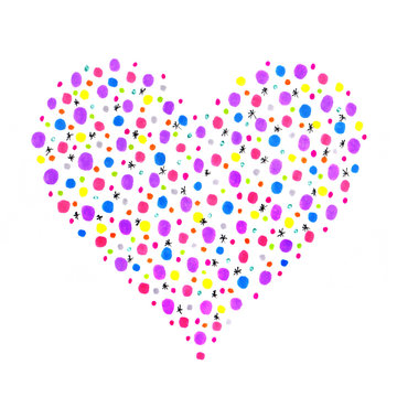 Heart with abstract color pattern on white background