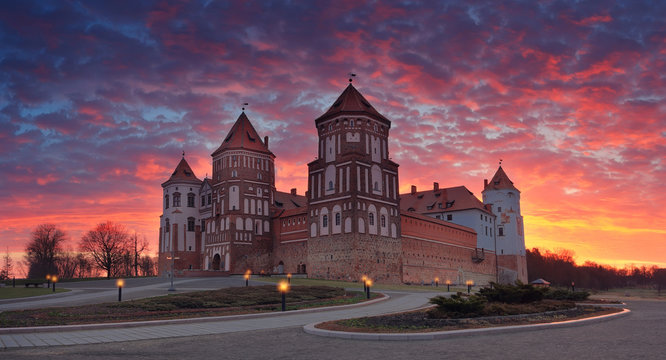 Sunrise over castle