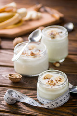 Yogurt in glass jars