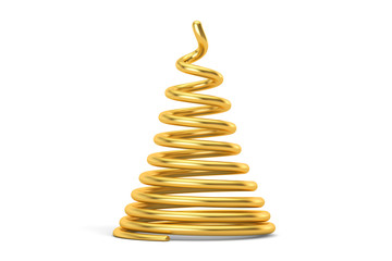 Abstract Golden Christmas Tree closeup, 3D rendering