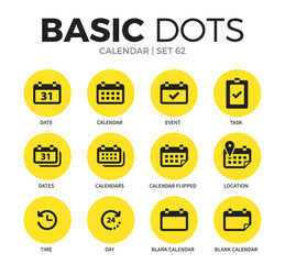 Calendar flat icons vector set