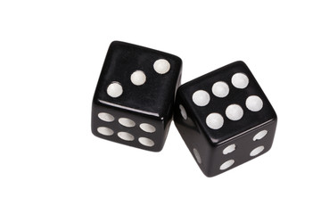 Two dice showing three and six