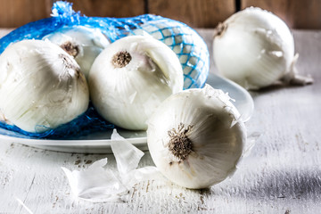 White onion on white plate