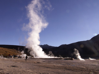 geyser gush hot spring steam El Tatio Chile