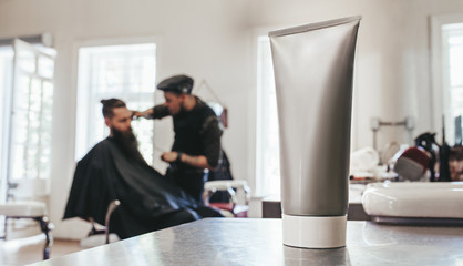 Shaving cream tube barbershop counter