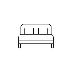 bed line icon, outline hotel room vector logo, linear pictogram 